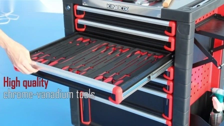 Kinbox 248 PCS Armário de armazenamento de ferramentas com gaveta de metal com rodas para oficina